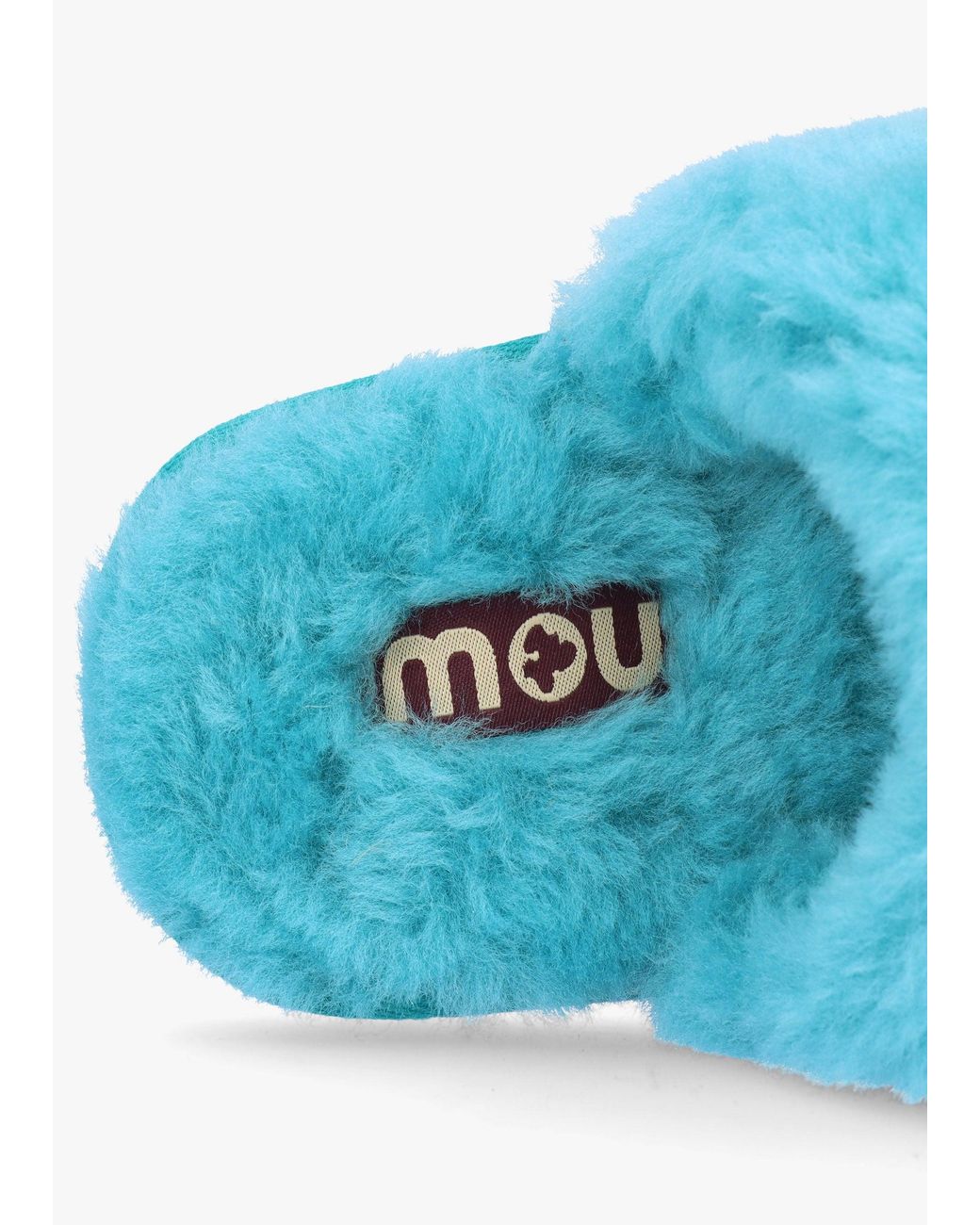 Mou Blue Two Stripes Sheepskin Slippers