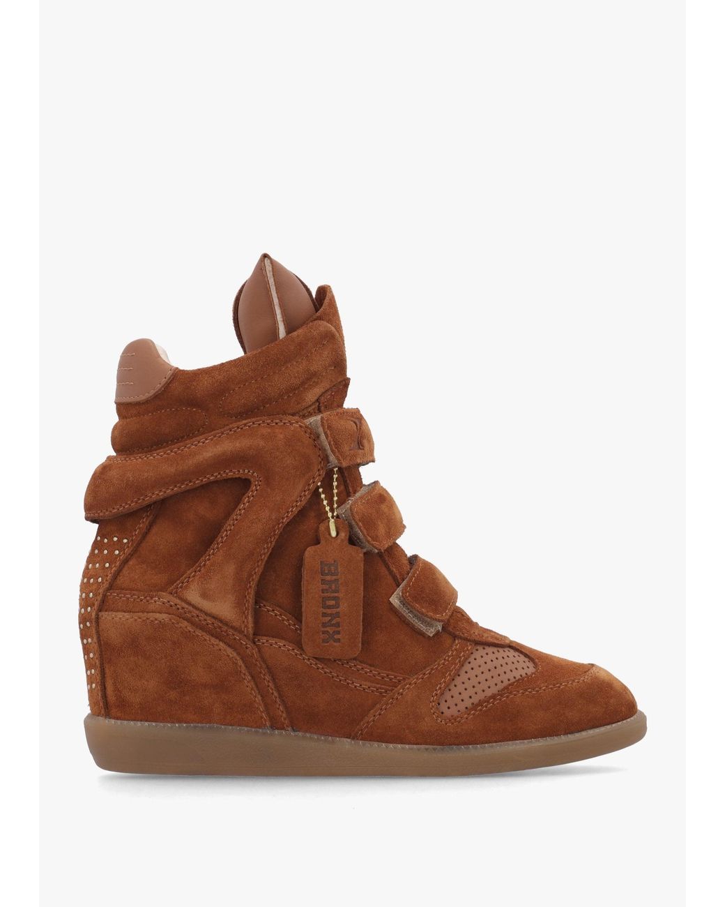 Bronx Brown Jae-Yy Caramel Suede High Top Wedge Trainers