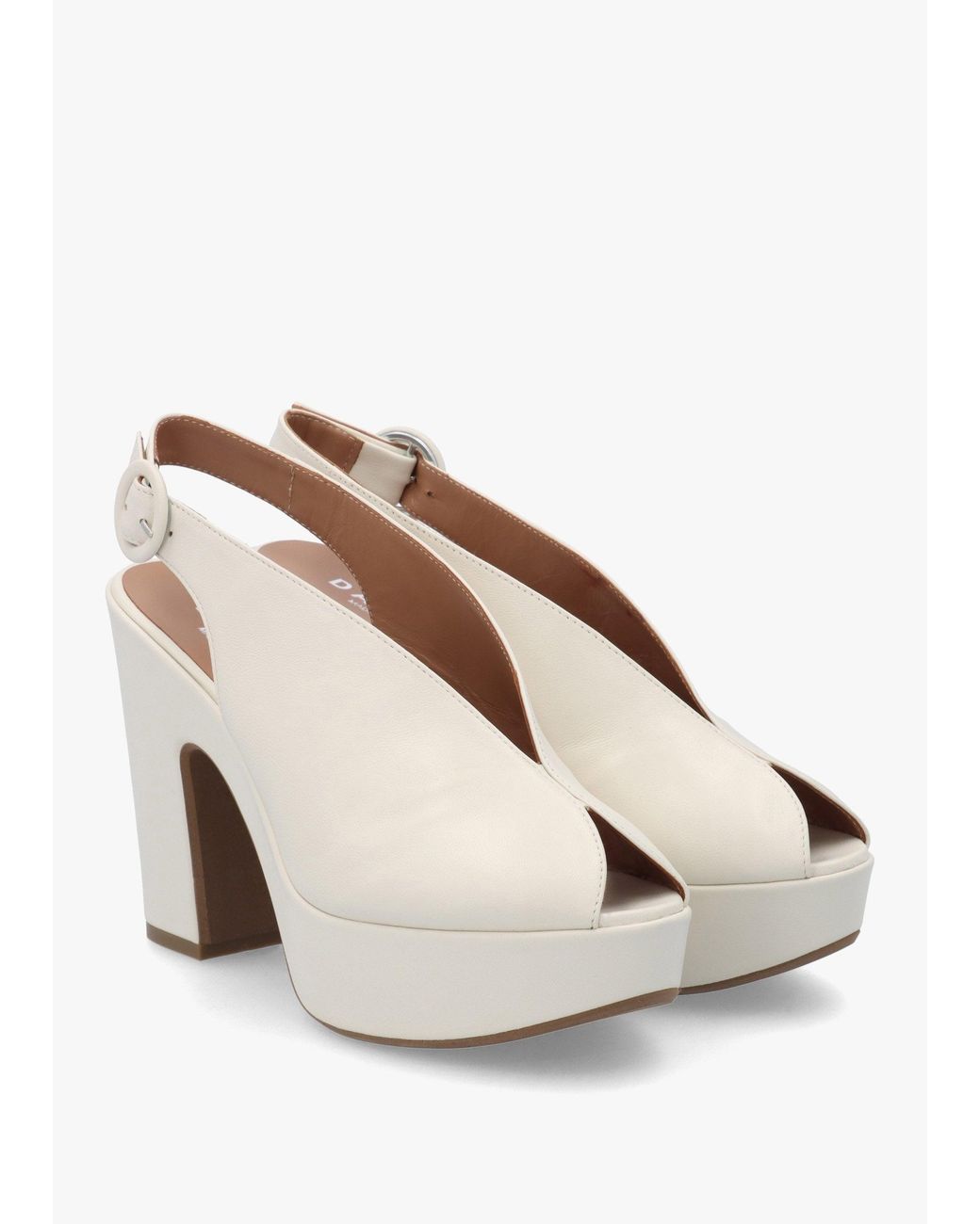 Daniel White Solay Cream Leather Platform Heeled Sandals