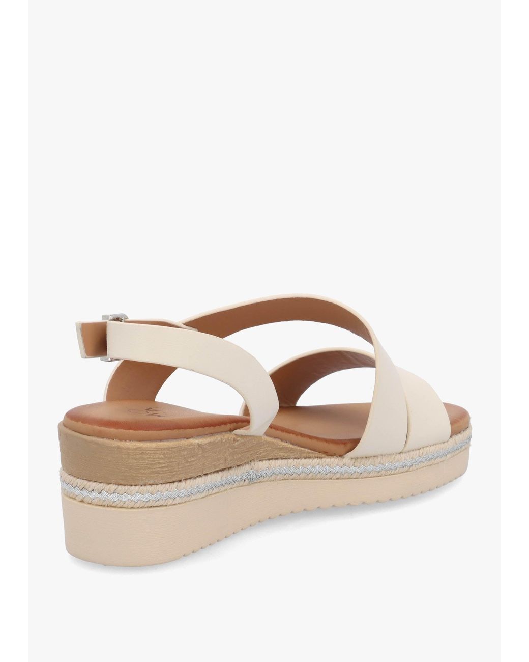Moda In Pelle White Joani Cream Strappy Low Wedge Sandals