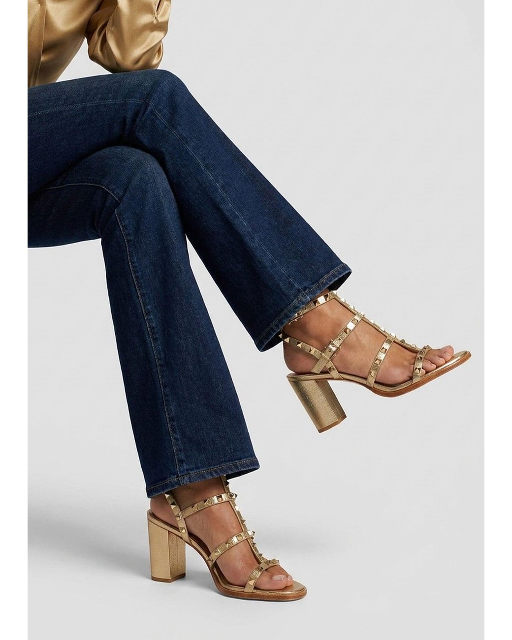 Daniel Natural Pitter Studded Block Heeled Sandals