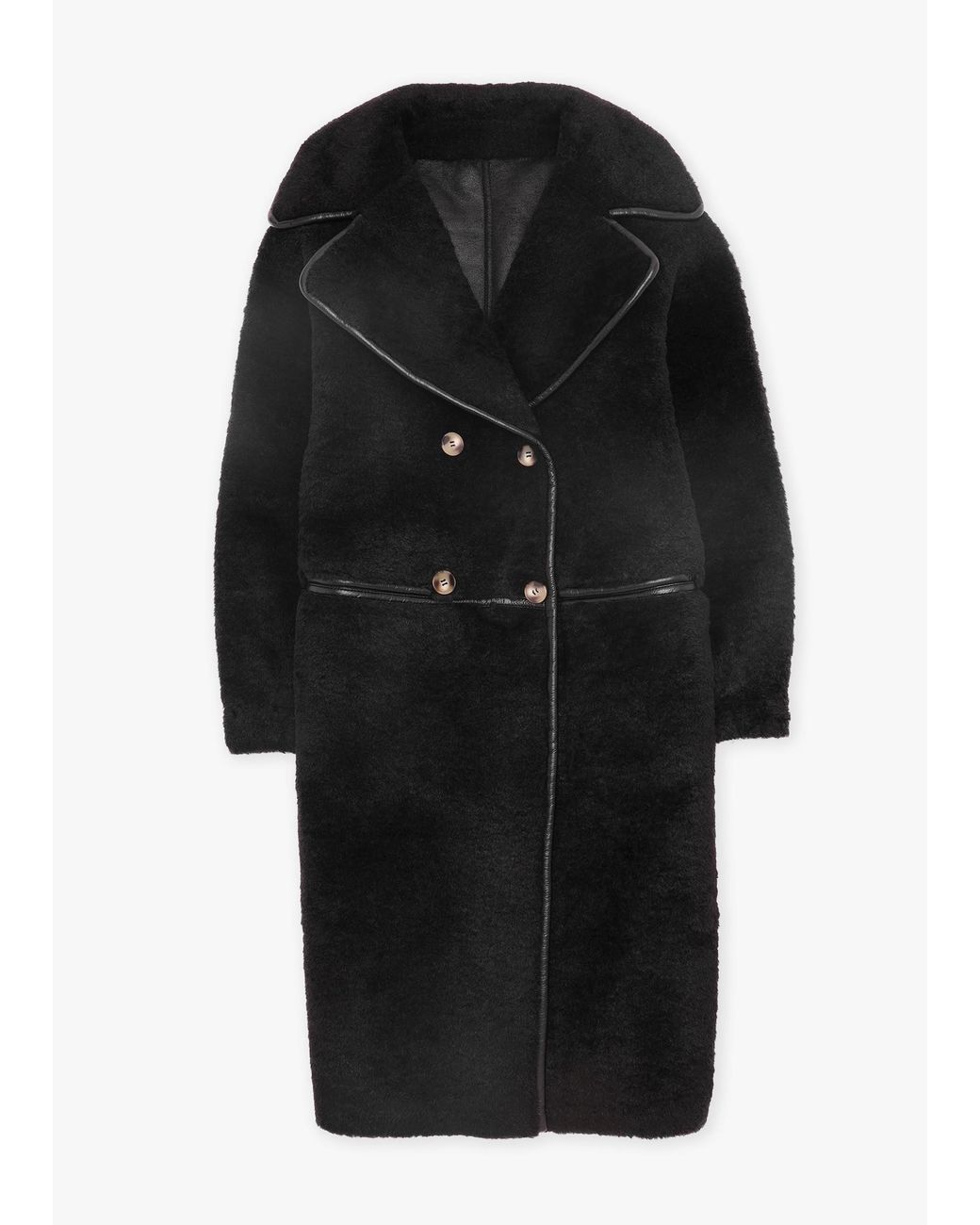 Oakwood Black Tilda Shearling Style Longline Coat