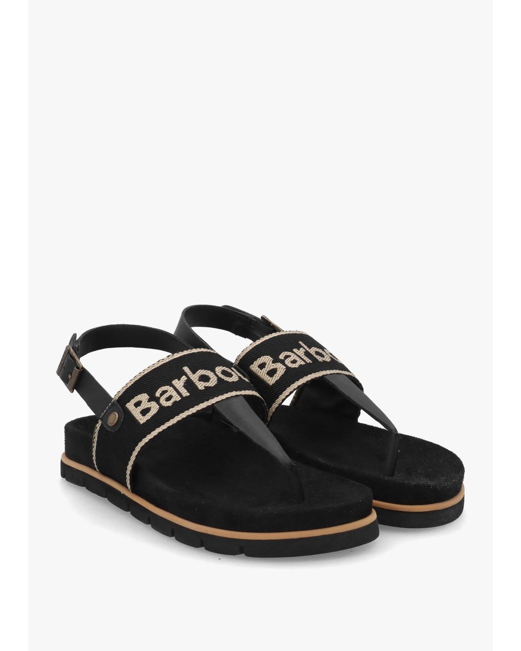 Barbour Black Lumley Toe Post Sandals