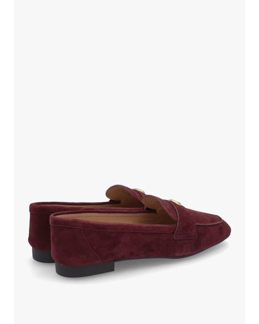 COACH Red Sculpted C Merlot Suede Loafers