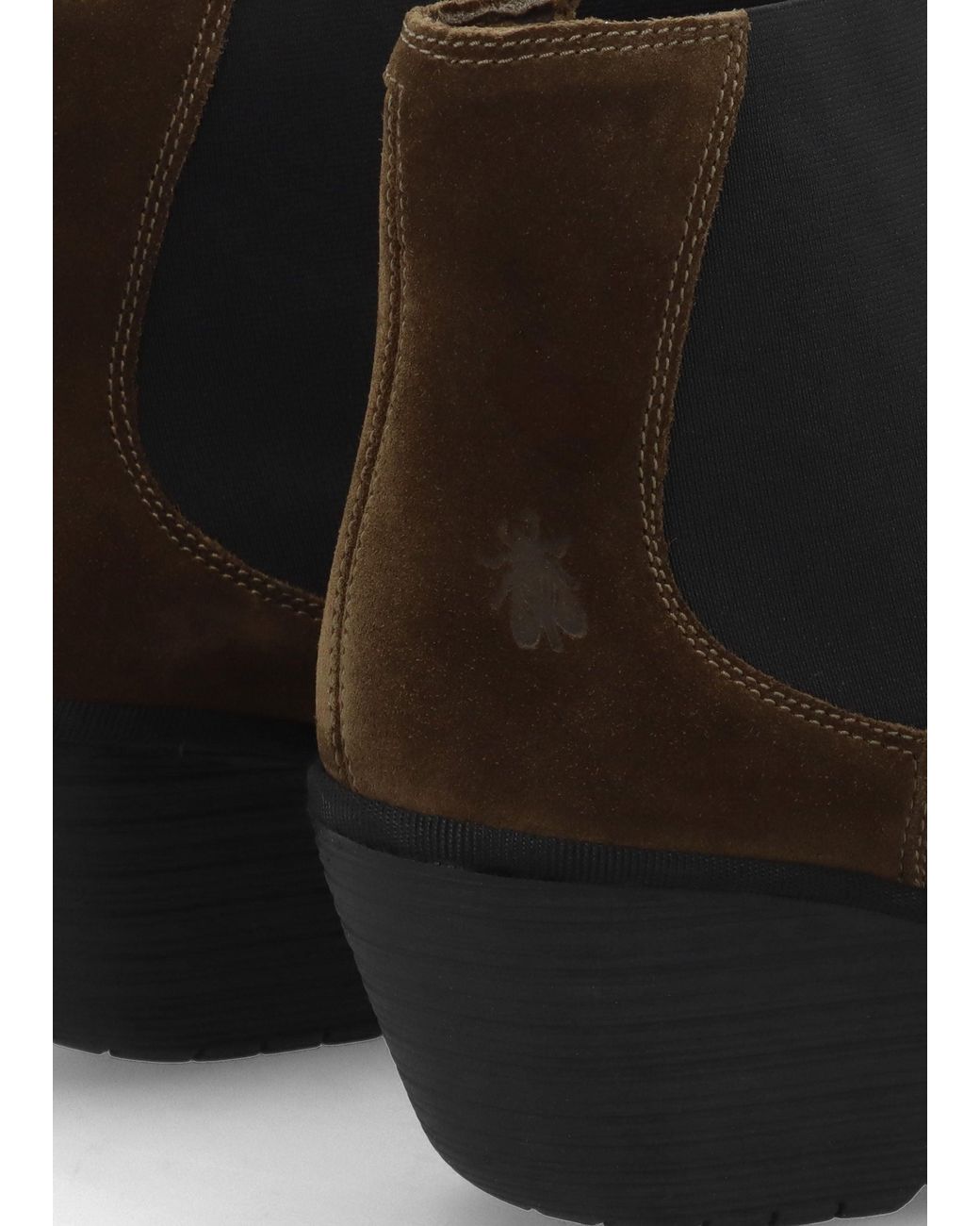 Fly London Black Yade Suede Wedge Chelsea Boots
