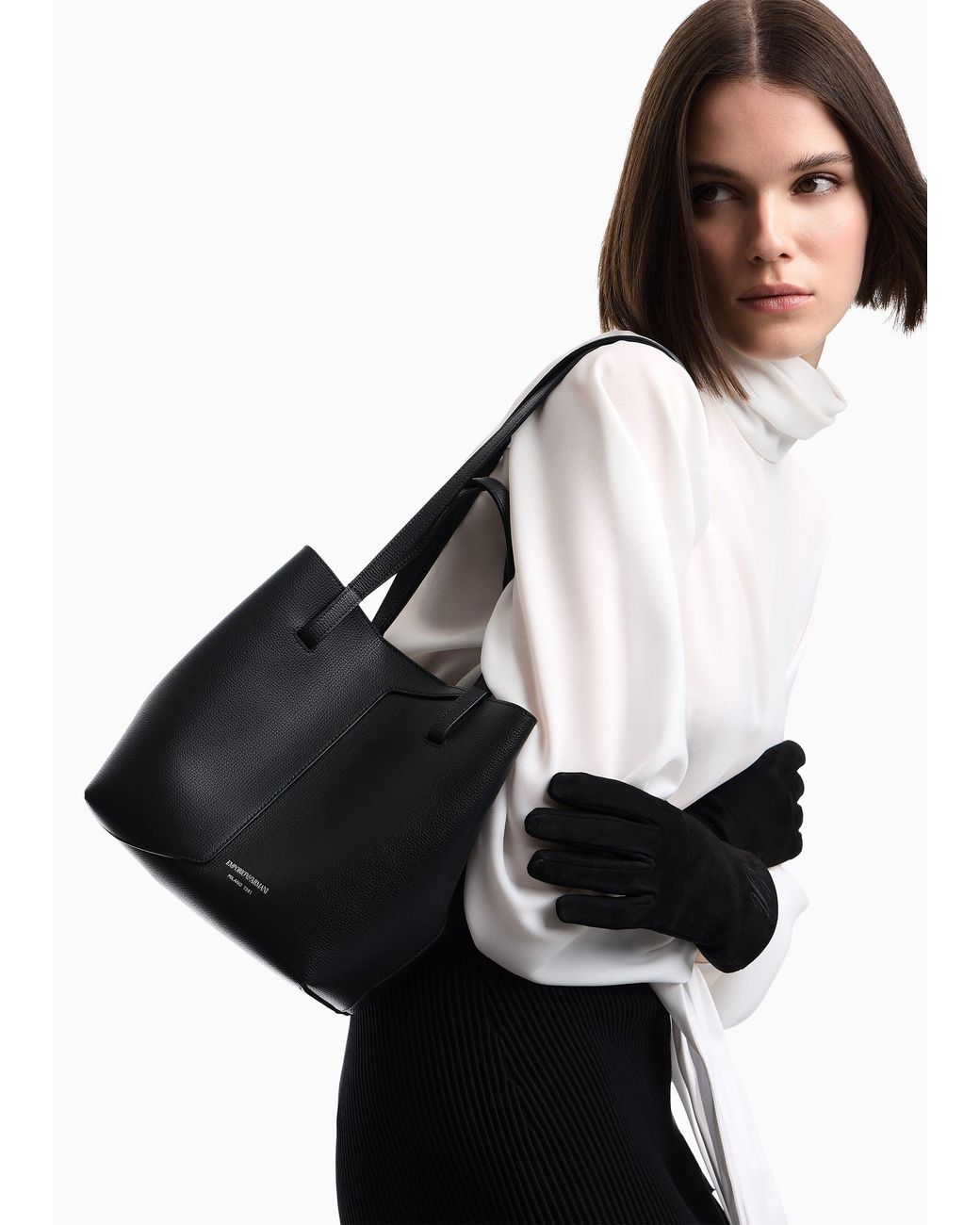 Emporio Armani Black 1981 Mini Leather Shoulder Bag