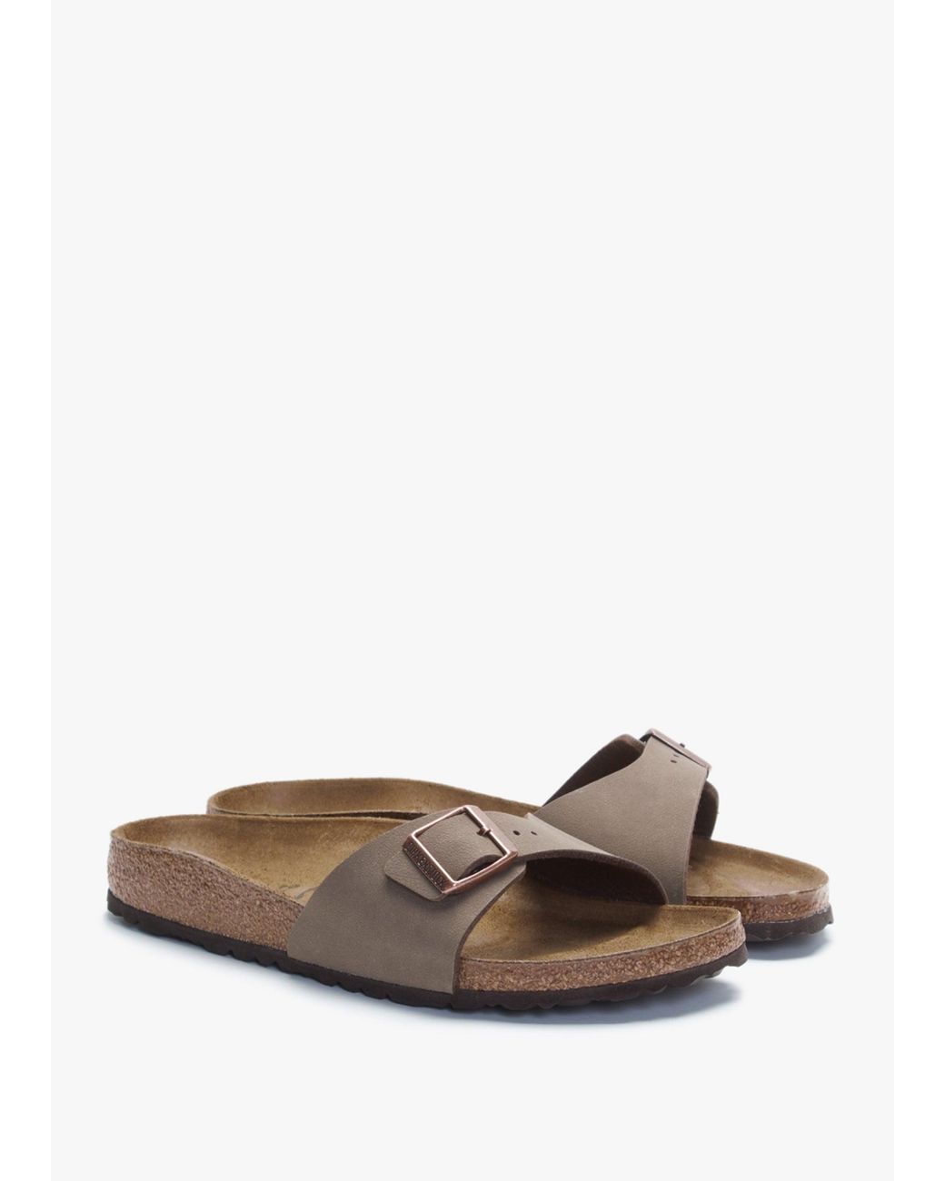 Birkenstock White Madrid Birko-Flor Nubuck Mocca Mules