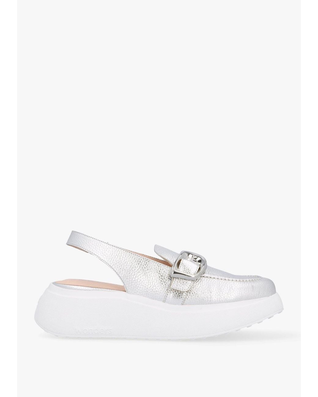 Wonders White Acalia Chunky Low Wedge Sling Backs