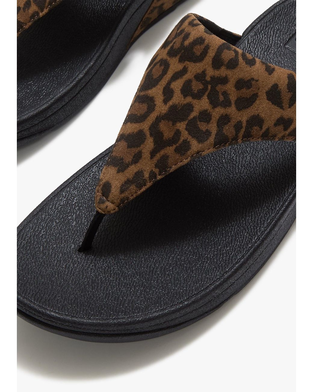 Fitflop Brown Lulu Leopard Suede Toe Post Sandals