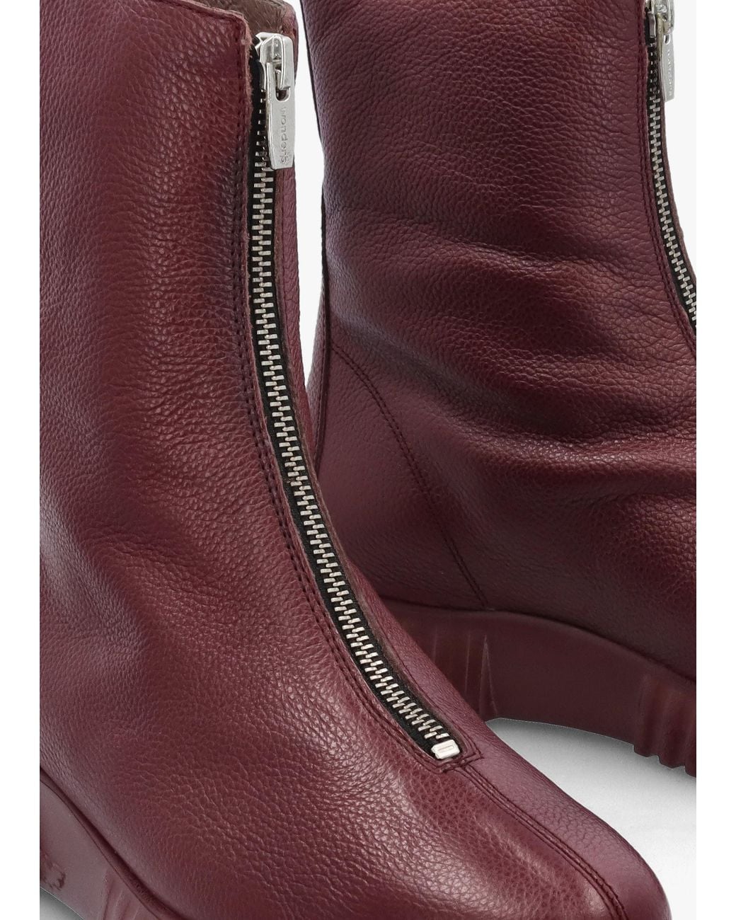 Wonders Purple Front Zip Ankle Boots