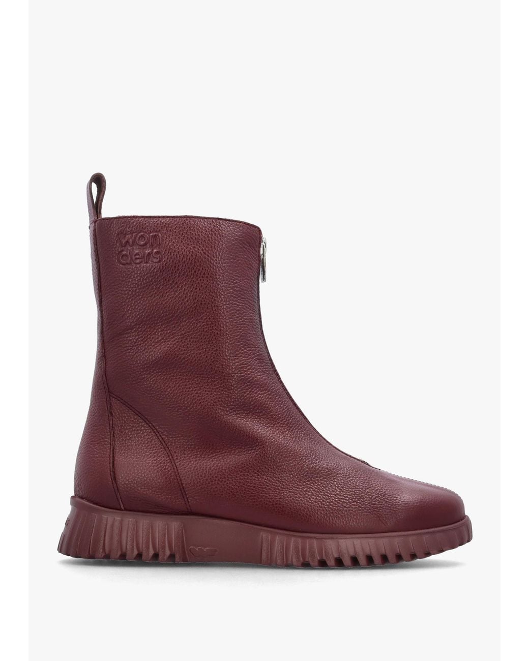 Wonders Purple Front Zip Ankle Boots