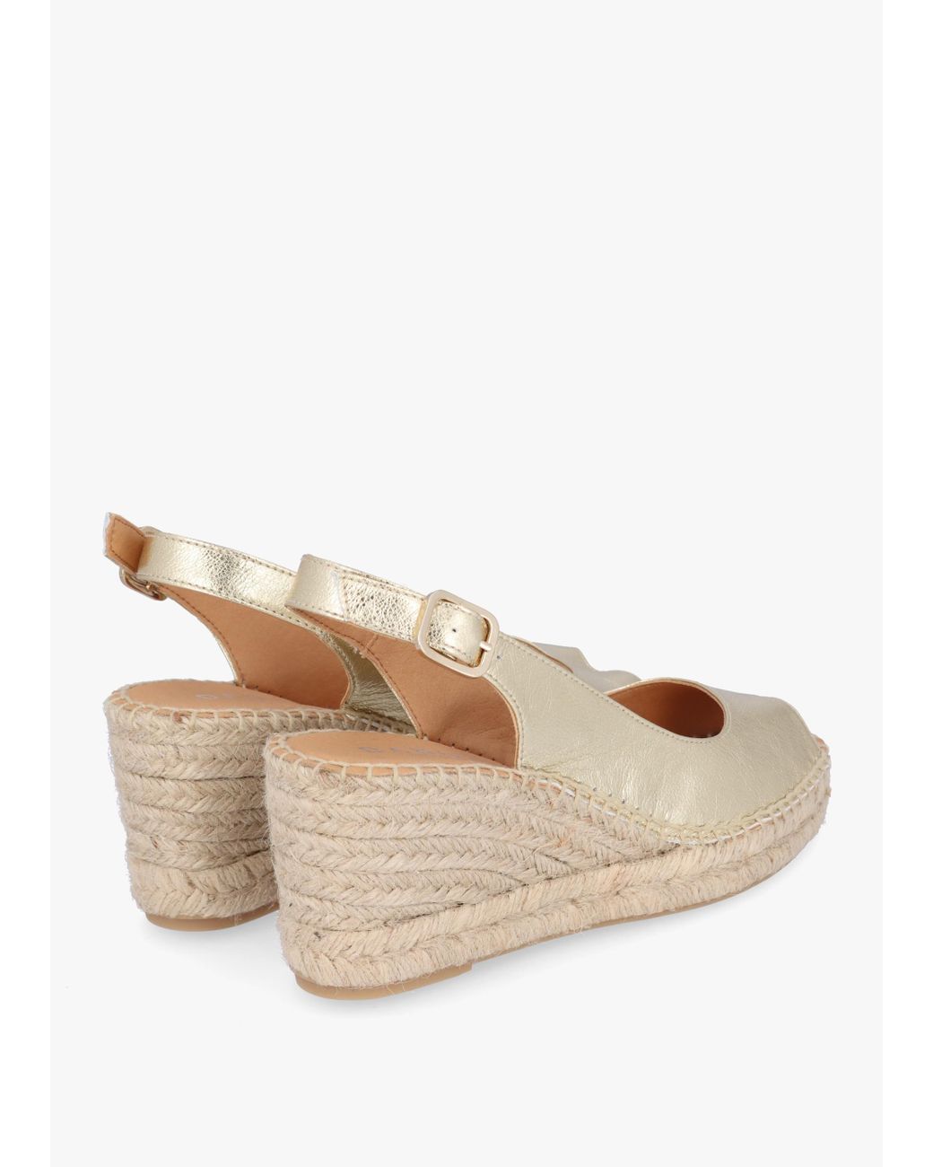 Daniel Natural Kate Gold Leather Peep Toe Wedge Espadrilles