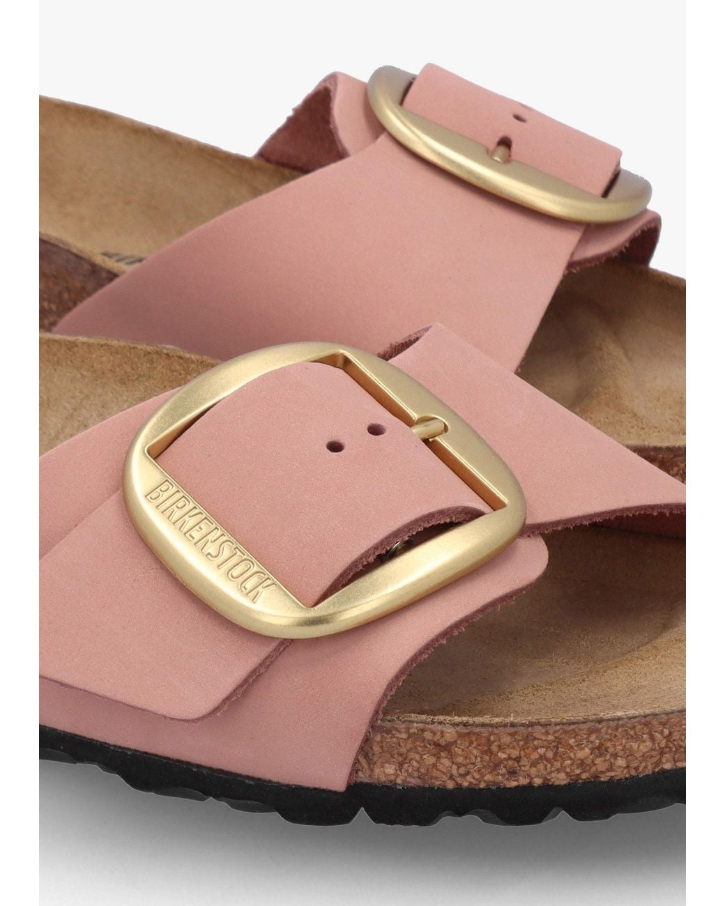 Birkenstock White Madrid Big Buckle Old Rose Nubuck Leather Mules