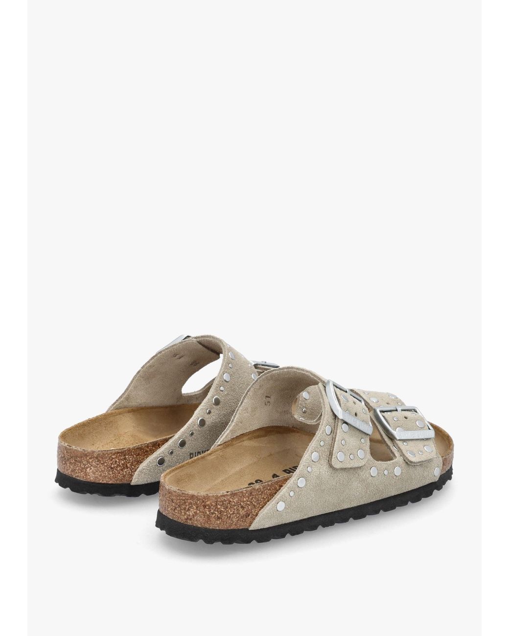 Birkenstock White Arizona Rivet Border Two Bar Mules