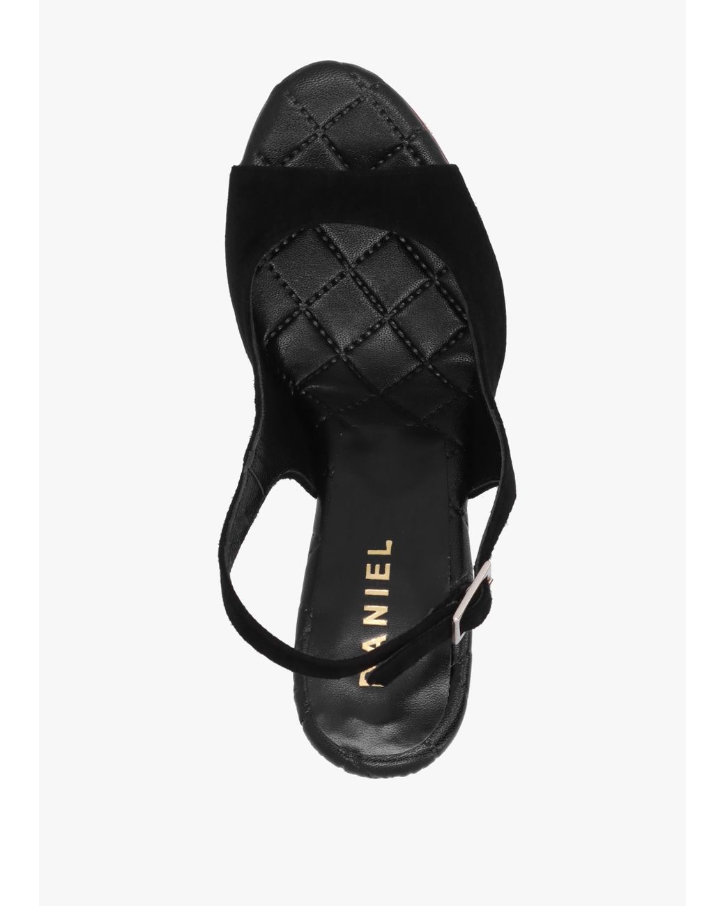 Daniel Margot Black Suede Sculpted Wedge Sandals