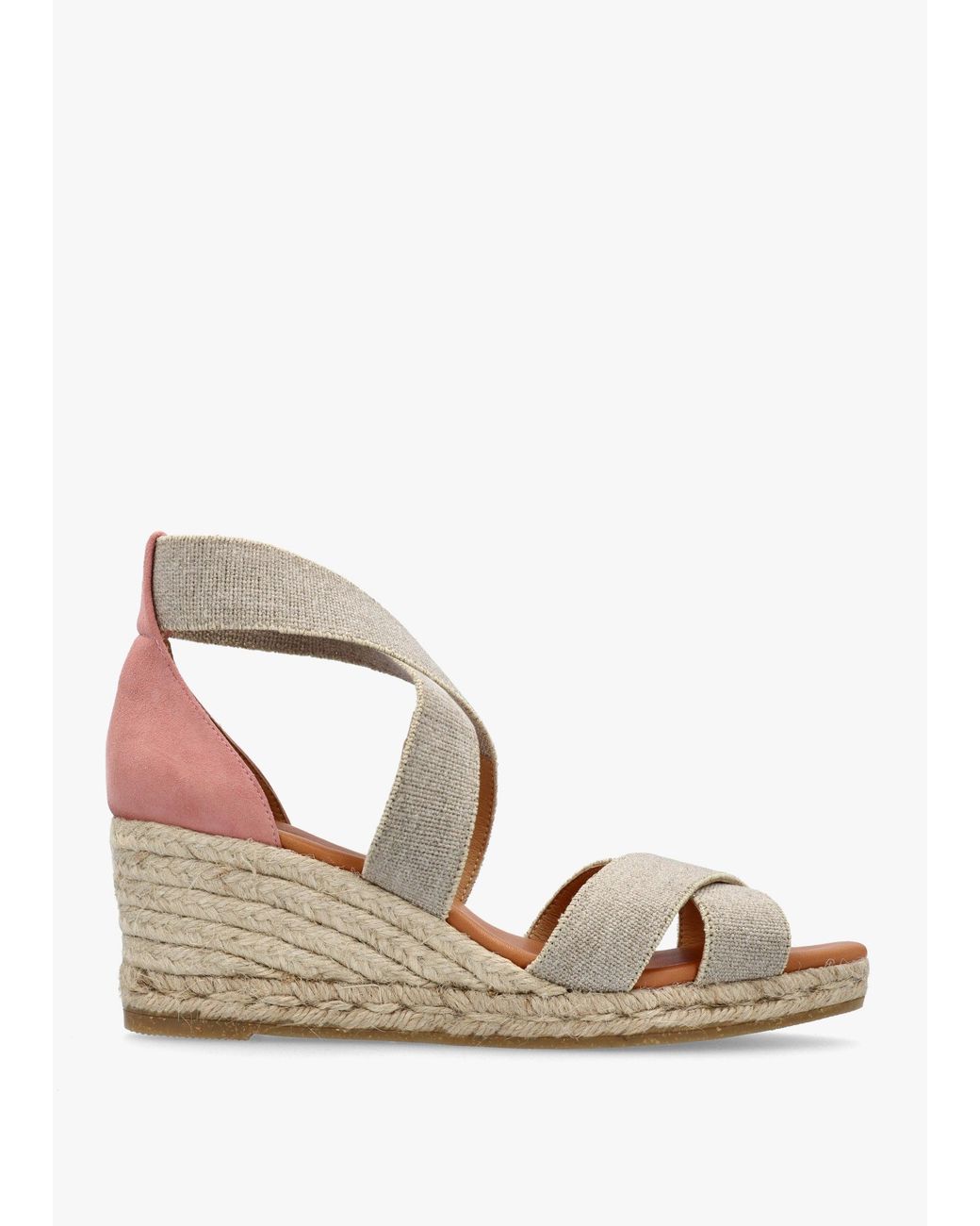 Kanna Natural Laura Elasticated Cross Strap Wedge Espadrilles