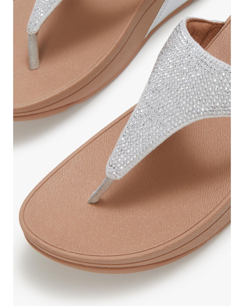 Fitflop White Lulu Crystal Embellished Steeled Toe Post Sandals