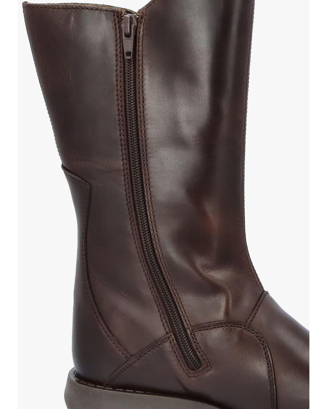 Fly London Brown Mes Ii Dark Low Wedge Calf Boots