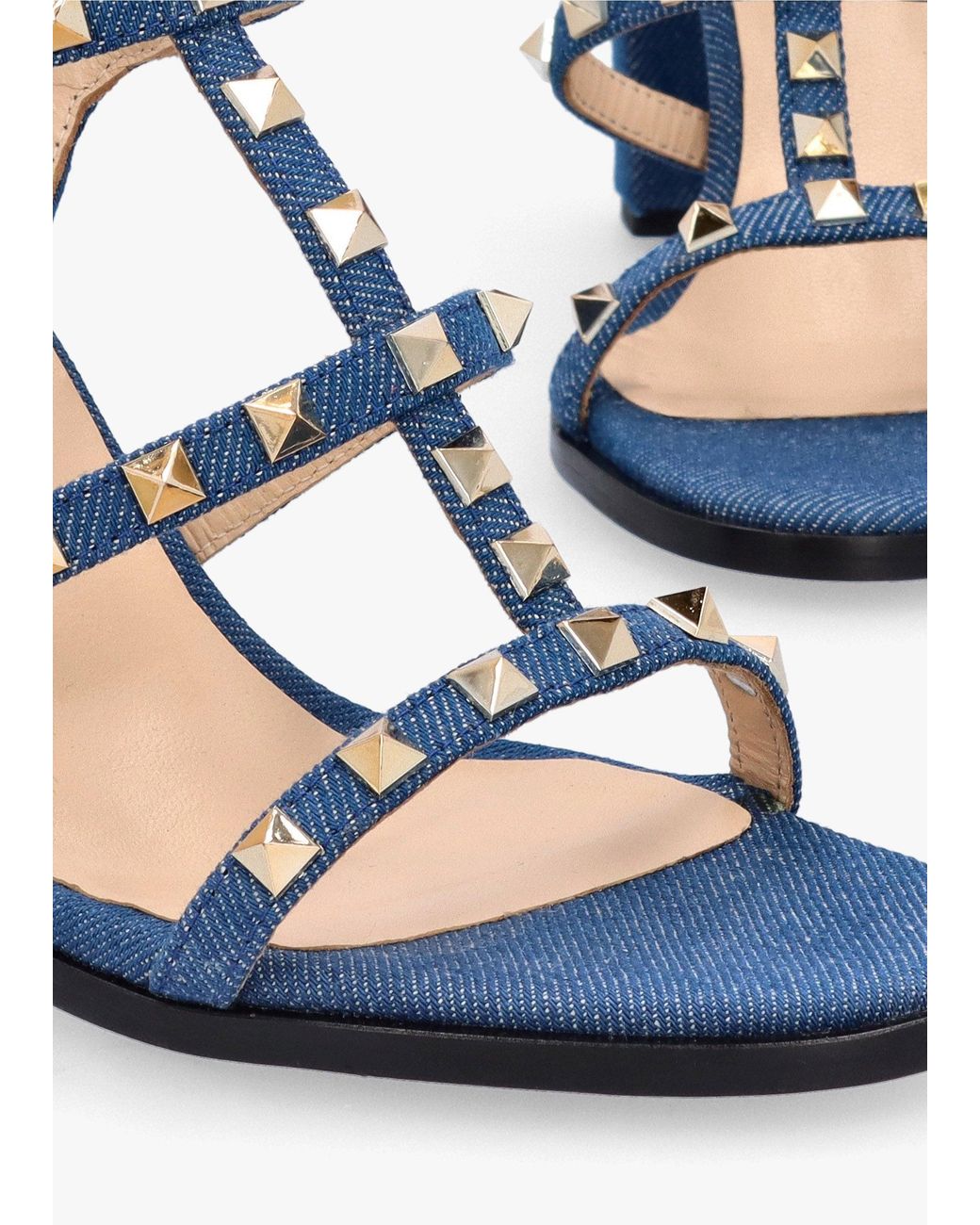 Daniel Blue Pitter Denim Studded Block Heeled Sandals