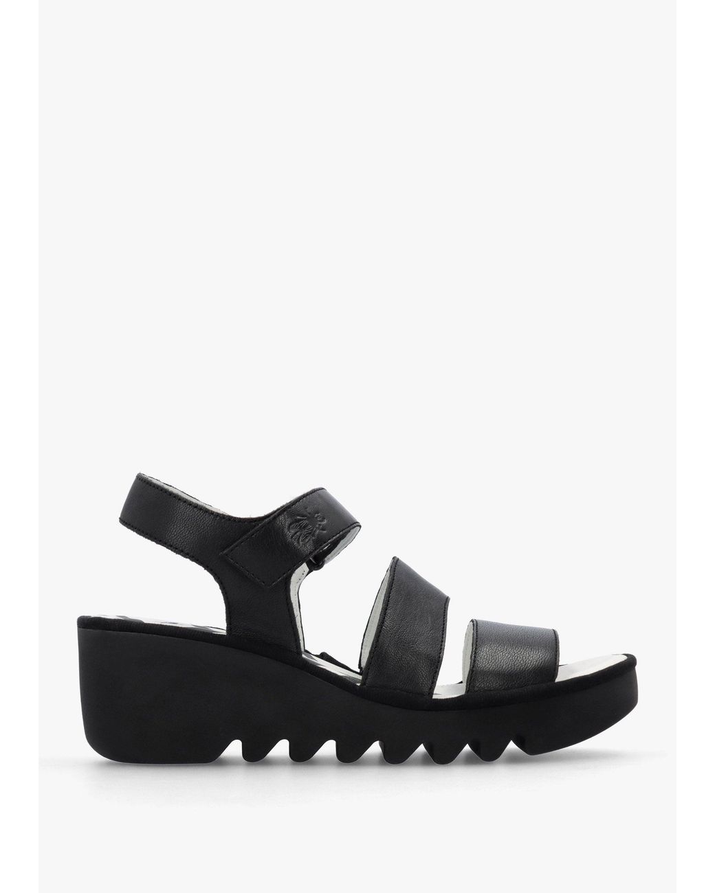 Fly London Black Bexy Mid Wedge Sandals