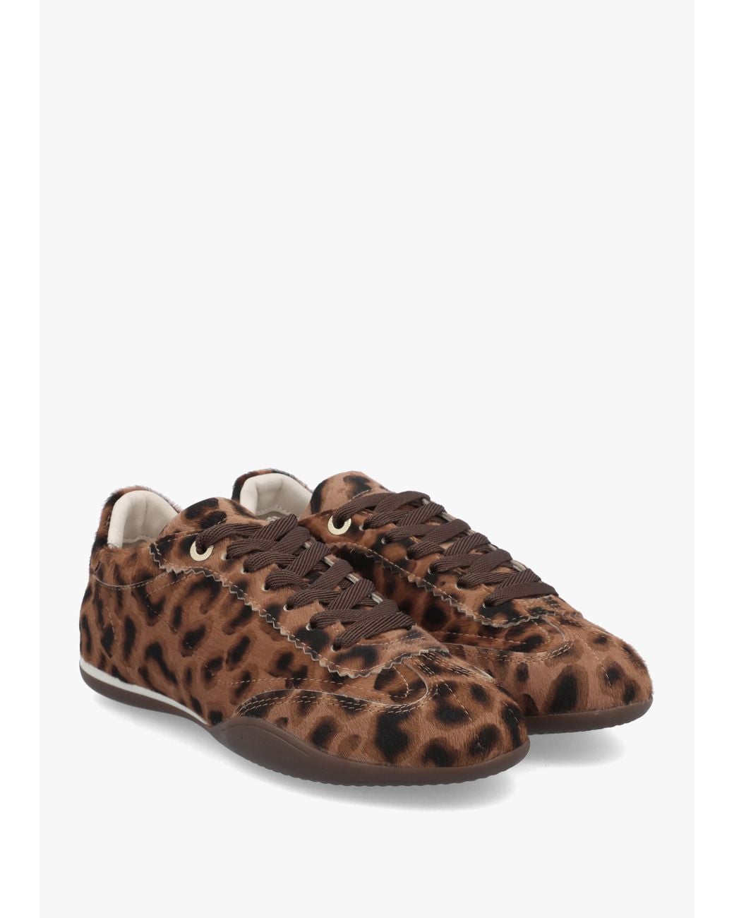 Bronx Brown Park-Err Leopard Calf Hair Low Profile Trainers
