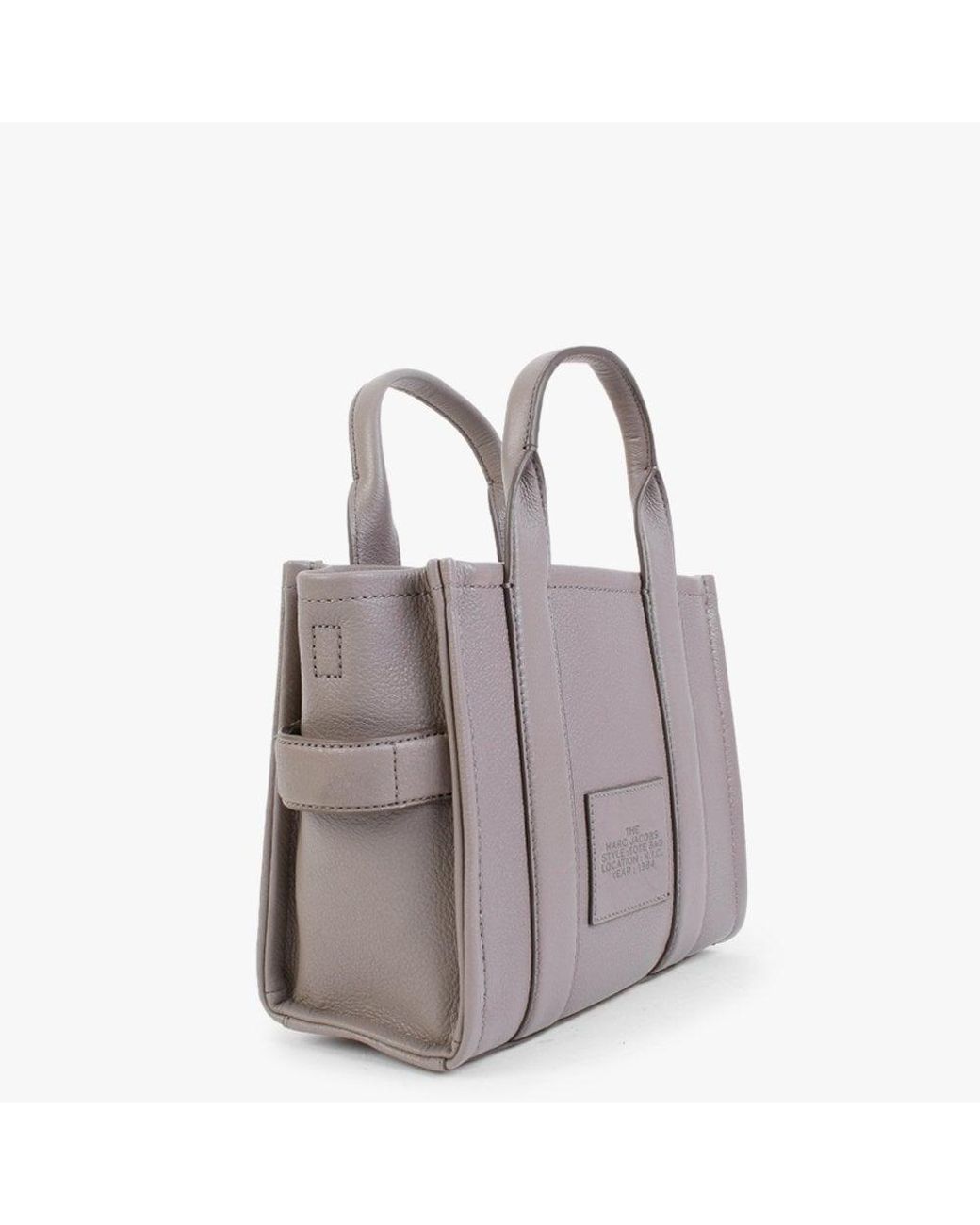 Marc Jacobs The Leather Mini Cement Tote Bag in Gray | Lyst