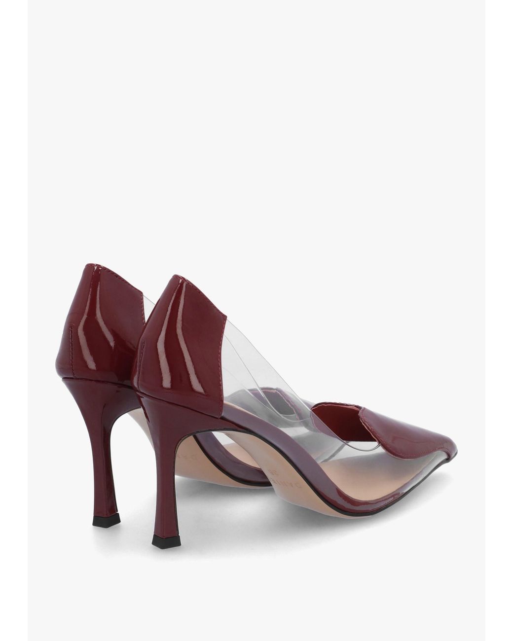 Daniel Pink Elove Perspex Burgundy Leather Heart Toe Cap Court Shoes
