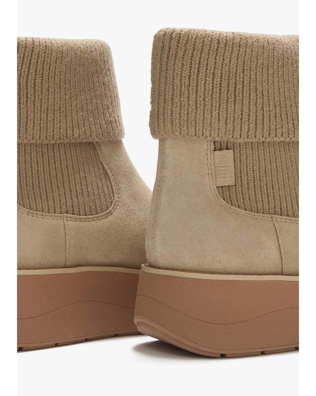 Fitflop Brown Gen-Ff Roam Suede Knitted Collar Chelsea Boots
