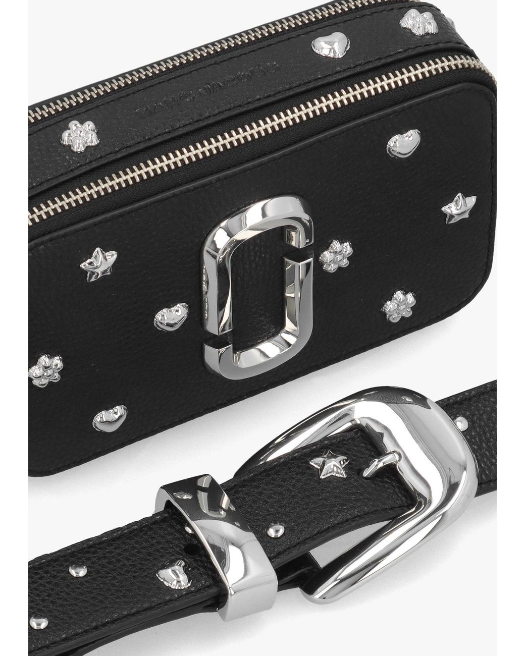 Marc Jacobs Black The Snapshot Mini Icon Studs Multi Leather Camera Bag