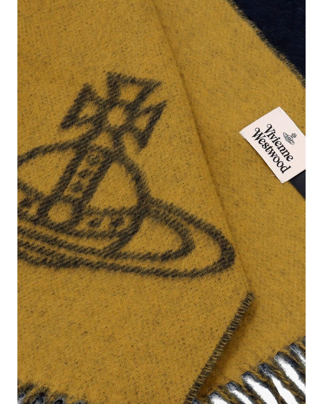 Vivienne Westwood Blue Double Logo Wool Scarf