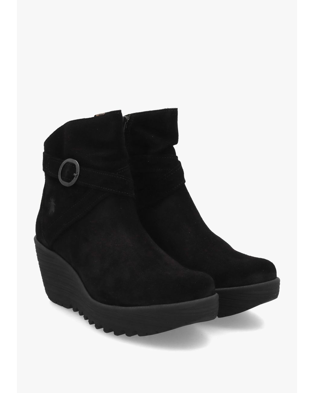 Fly London Black Loik Wedge Ankle Boots