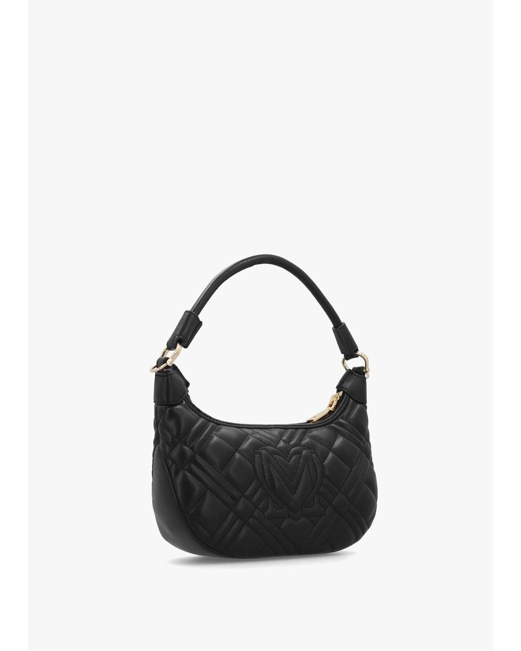 Love Moschino Black Mini Diamond Quilt Nero Hobo Bag