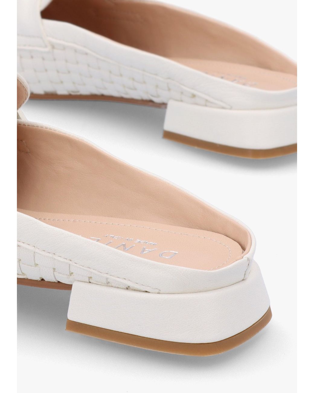 Daniel White Nova Cream Leather Woven Backless Mules