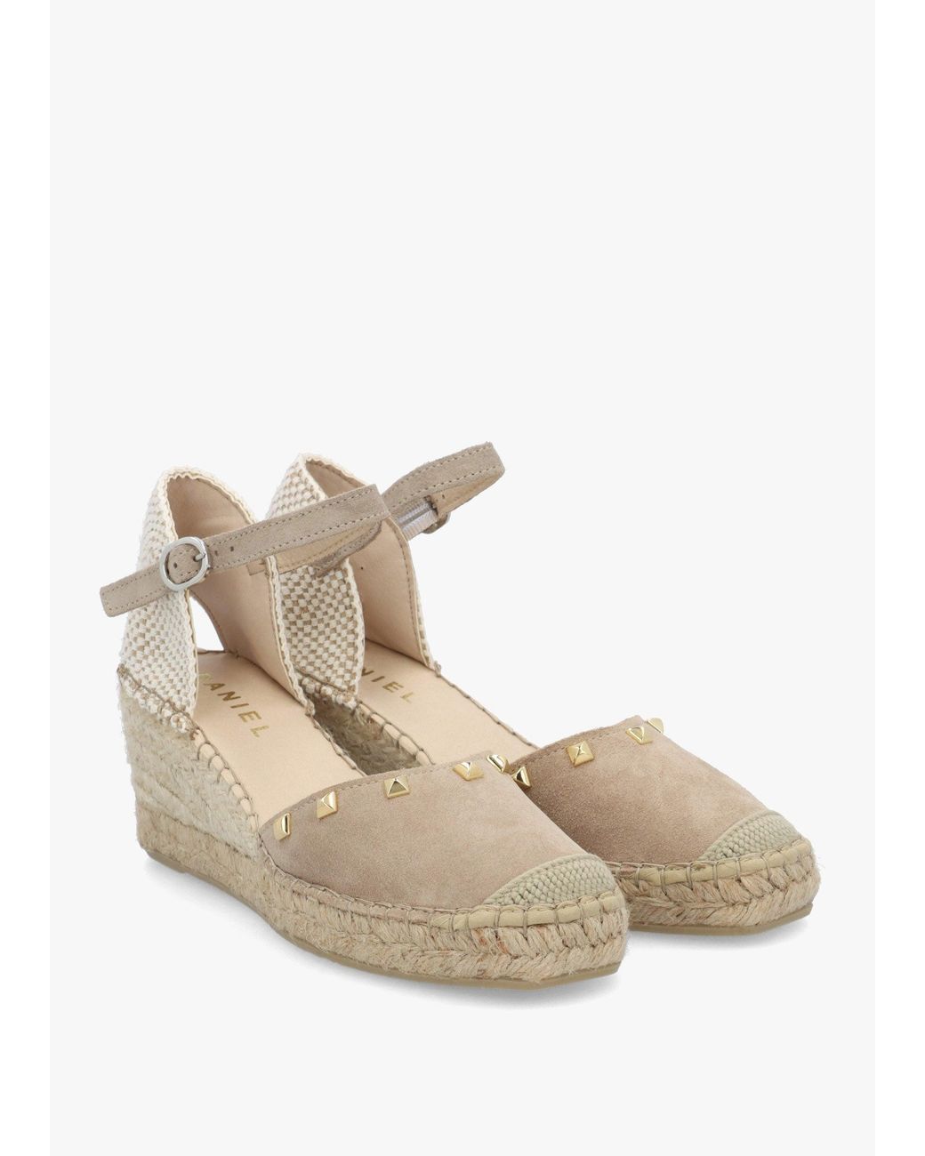 Daniel Natural Instud Studded Wedge Espadrilles