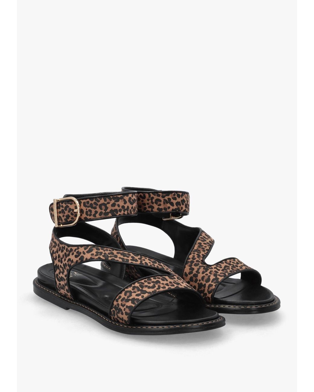 Moda In Pelle White Nolanna Leopard Buckle Fastening Flat Sandals