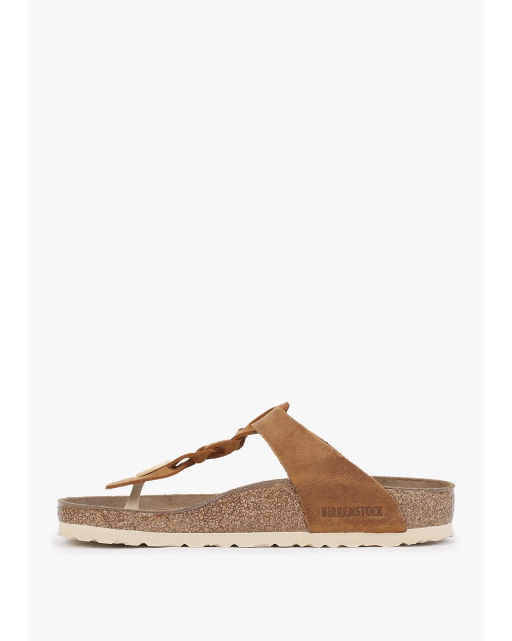 Birkenstock Brown Gizeh Braided Regular Cognac Oiled Leather Toe Post Sandals