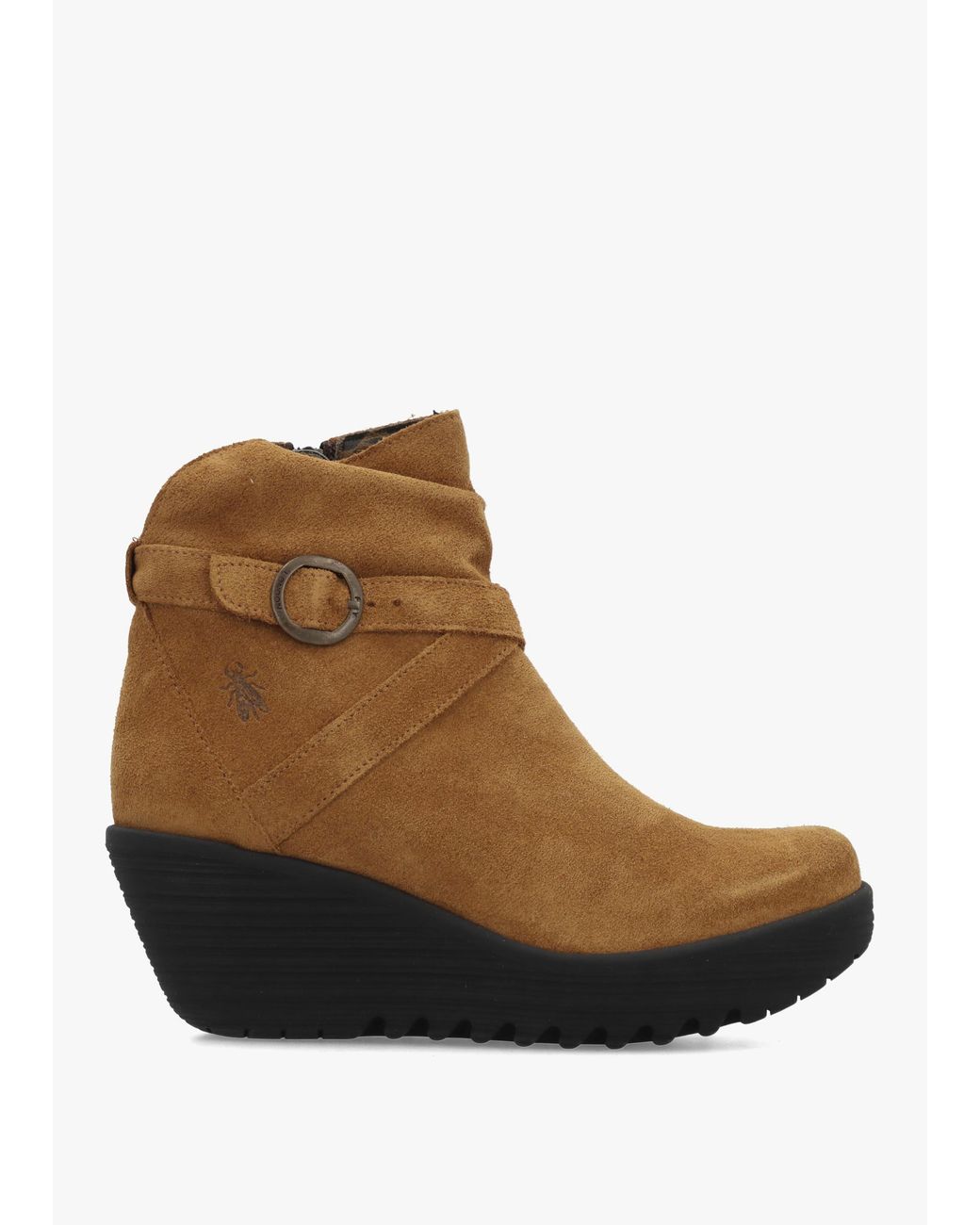 Fly London Brown Loik Tabacco Suede Wedge Ankle Boots