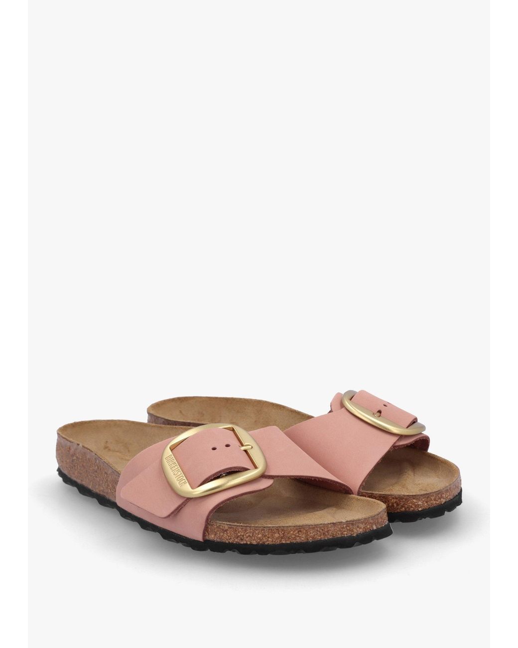 Birkenstock White Madrid Big Buckle Old Rose Nubuck Leather Mules