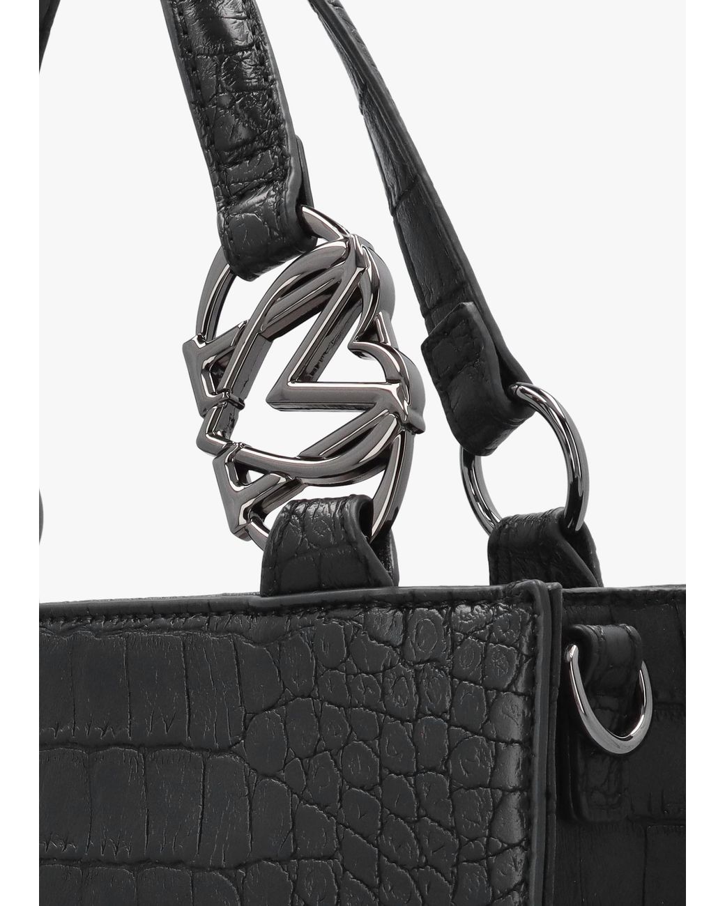 Love Moschino Black Moc Croc Shopper Bag