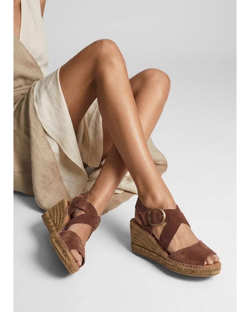 Daniel Brown Juckle Cross Strap Wedge Espadrilles