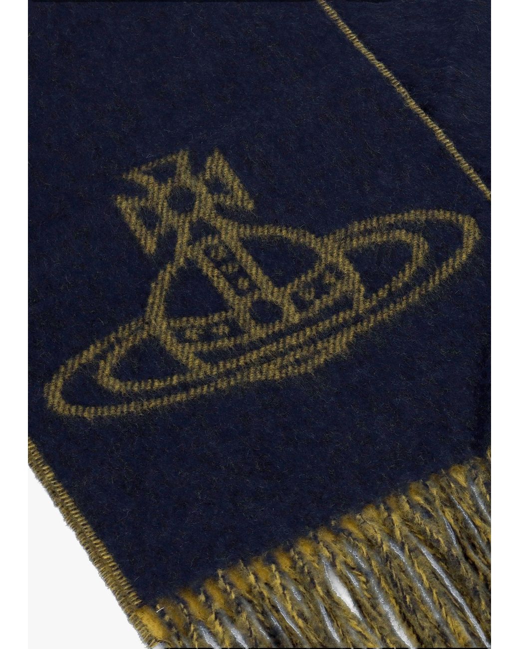 Vivienne Westwood Blue Double Logo Wool Scarf