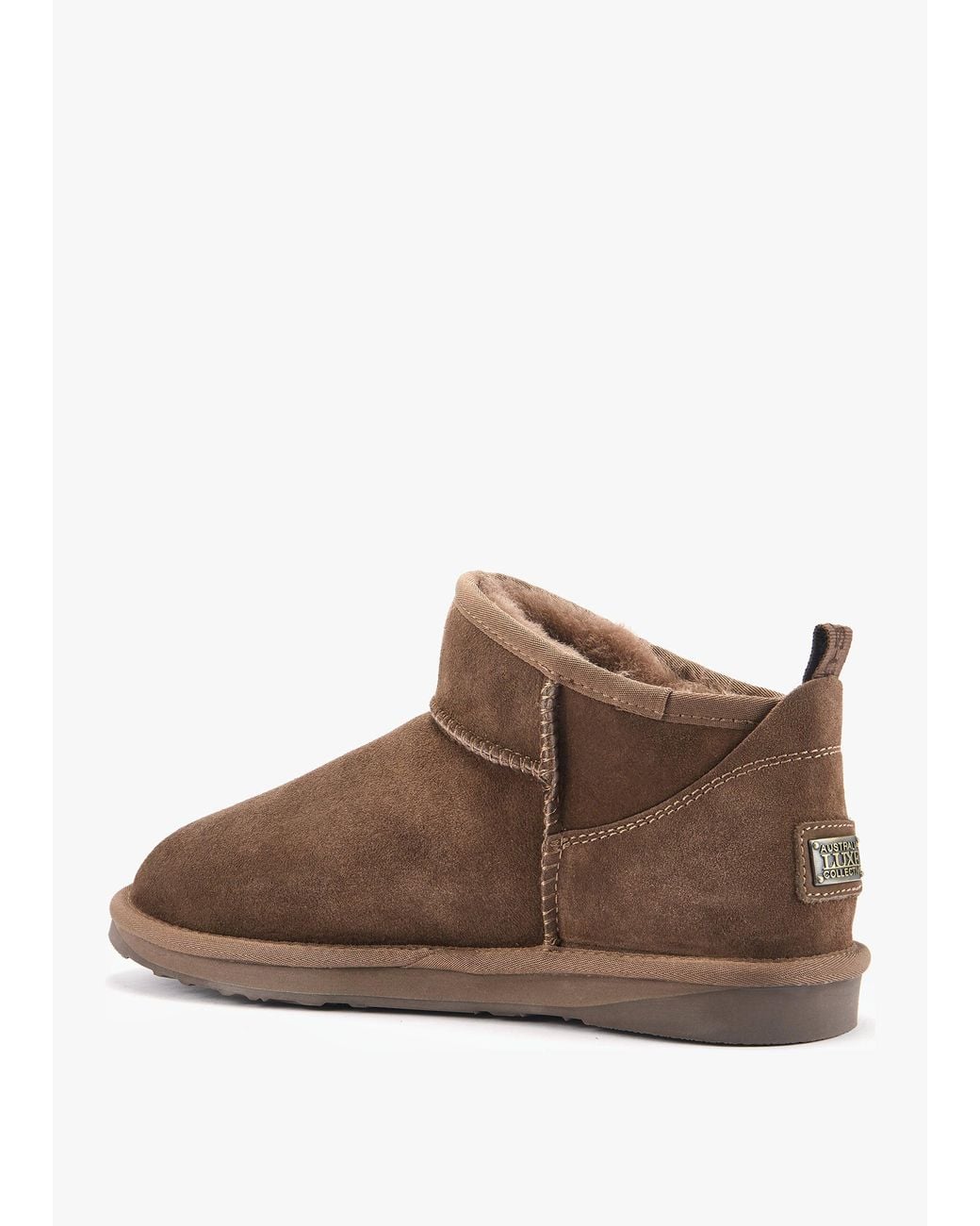 Australia Luxe Brown Cosy Ultra Short Taupe Double Face Sheepskin Ankle Boots