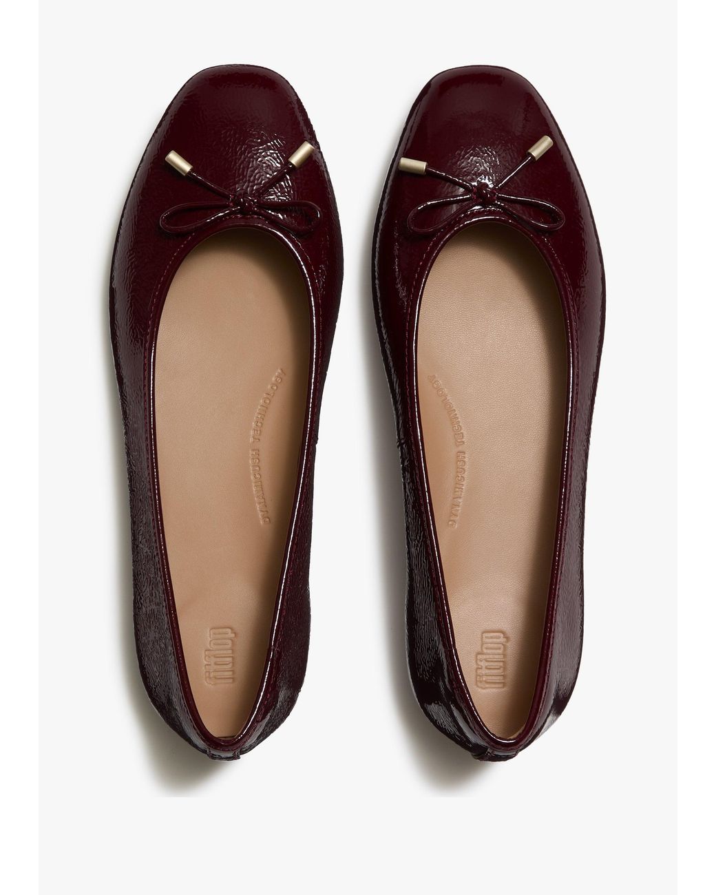 Fitflop Red Delicato Bow Burgundy Leather Ballet Pumps