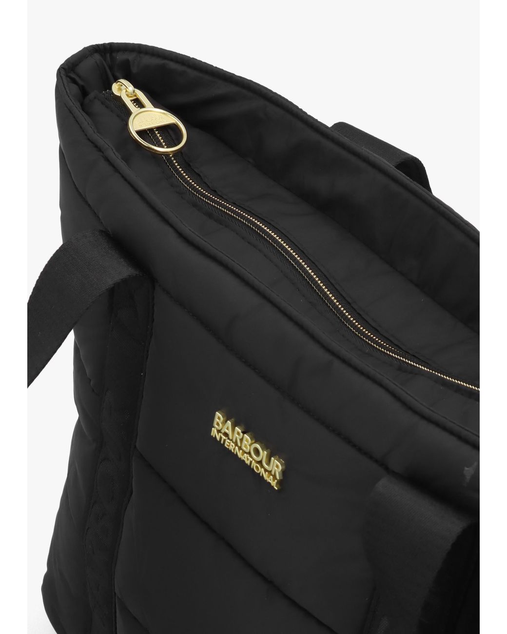 Barbour Black Monaco Baffle Quilted Tote Bag