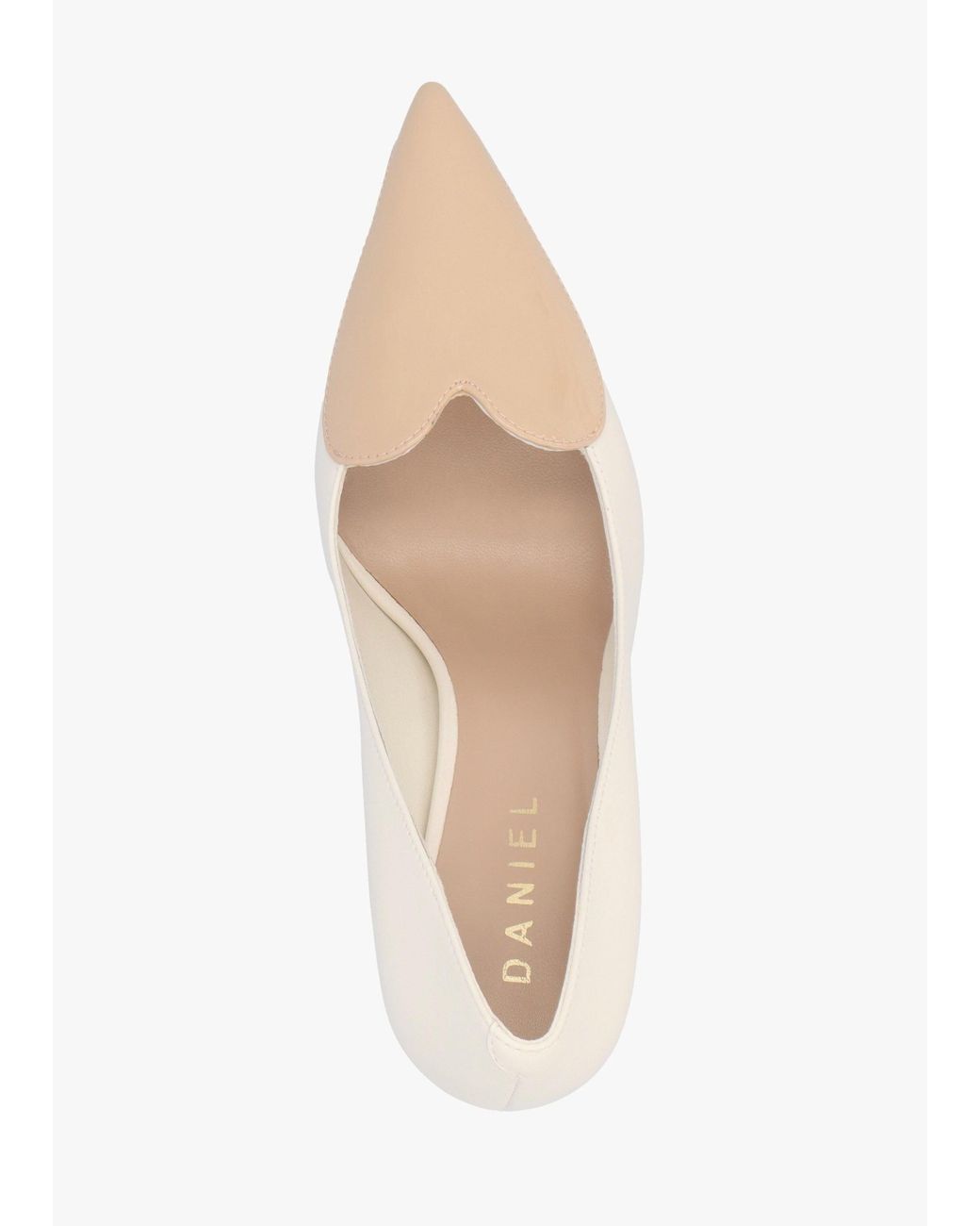 Daniel White Elove Cream Leather Nude Heart Toe Cap Court Shoes