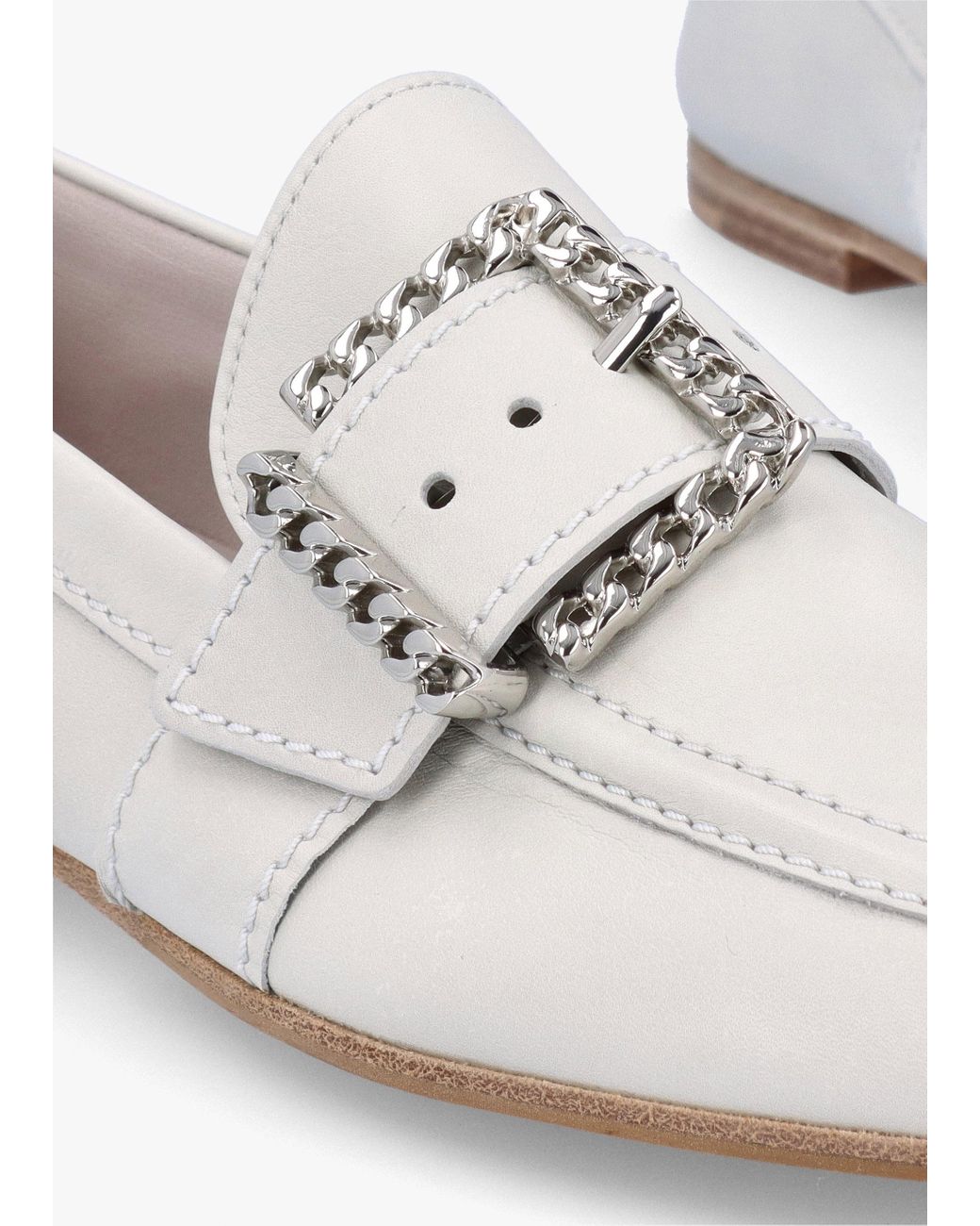 Kennel & Schmenger White Emma Leather Buckle Loafers