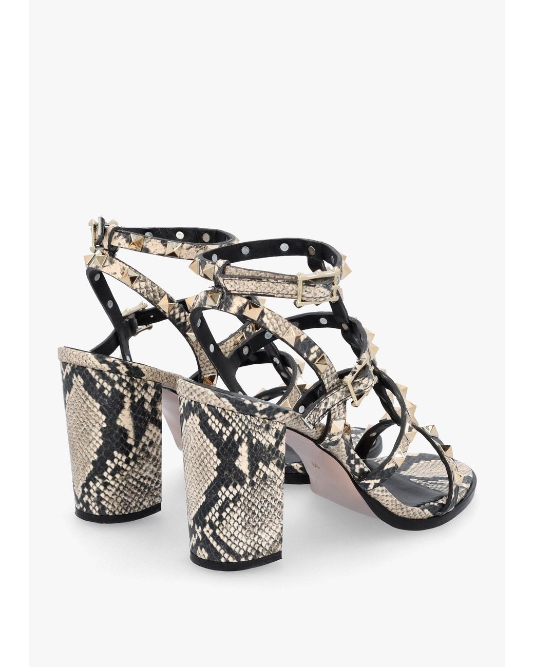 Daniel Metallic Pitter Leather Studded Block Heeled Sandals