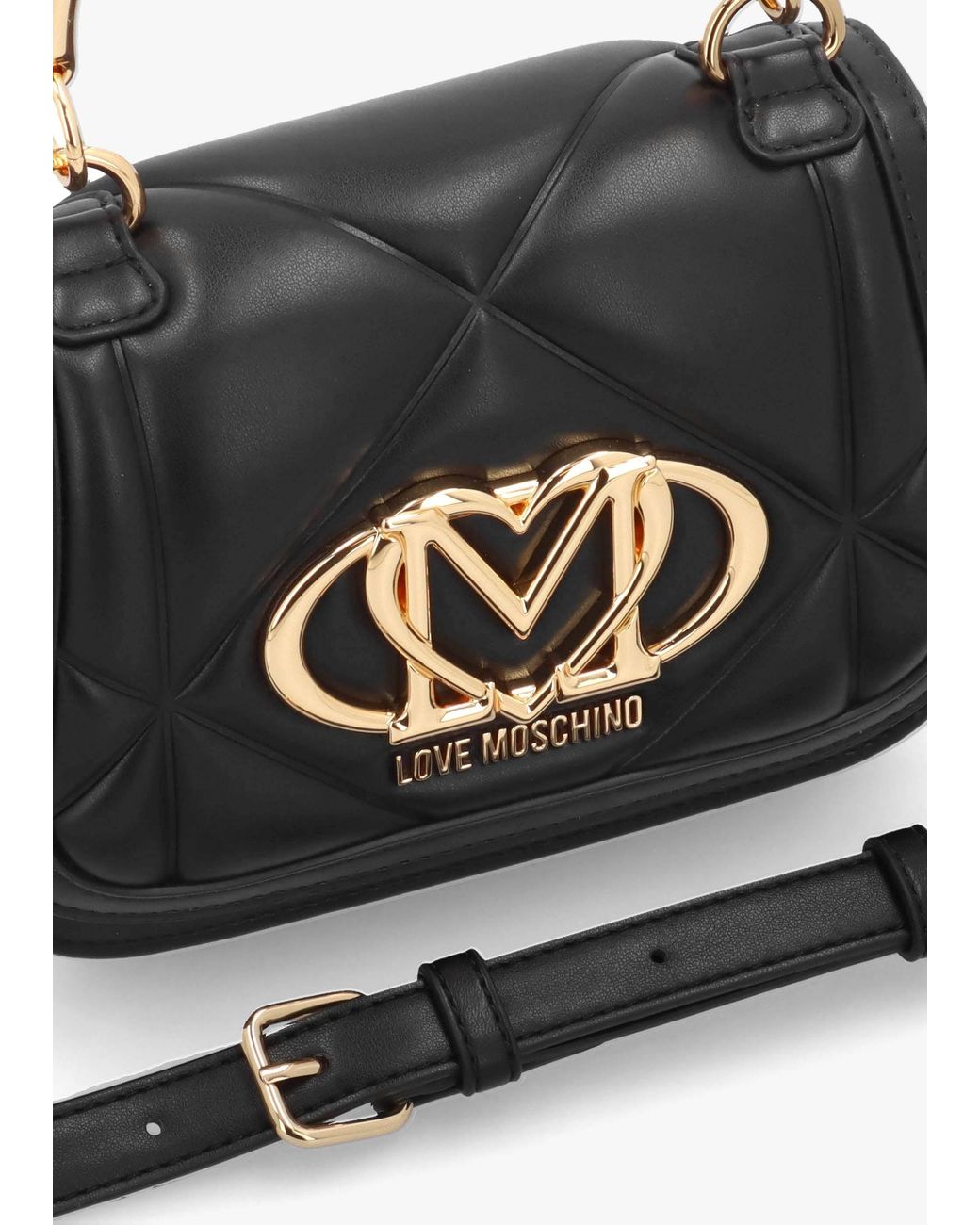 Love Moschino Black Quilted Nero Embossed Top Handle Shoulder Bag