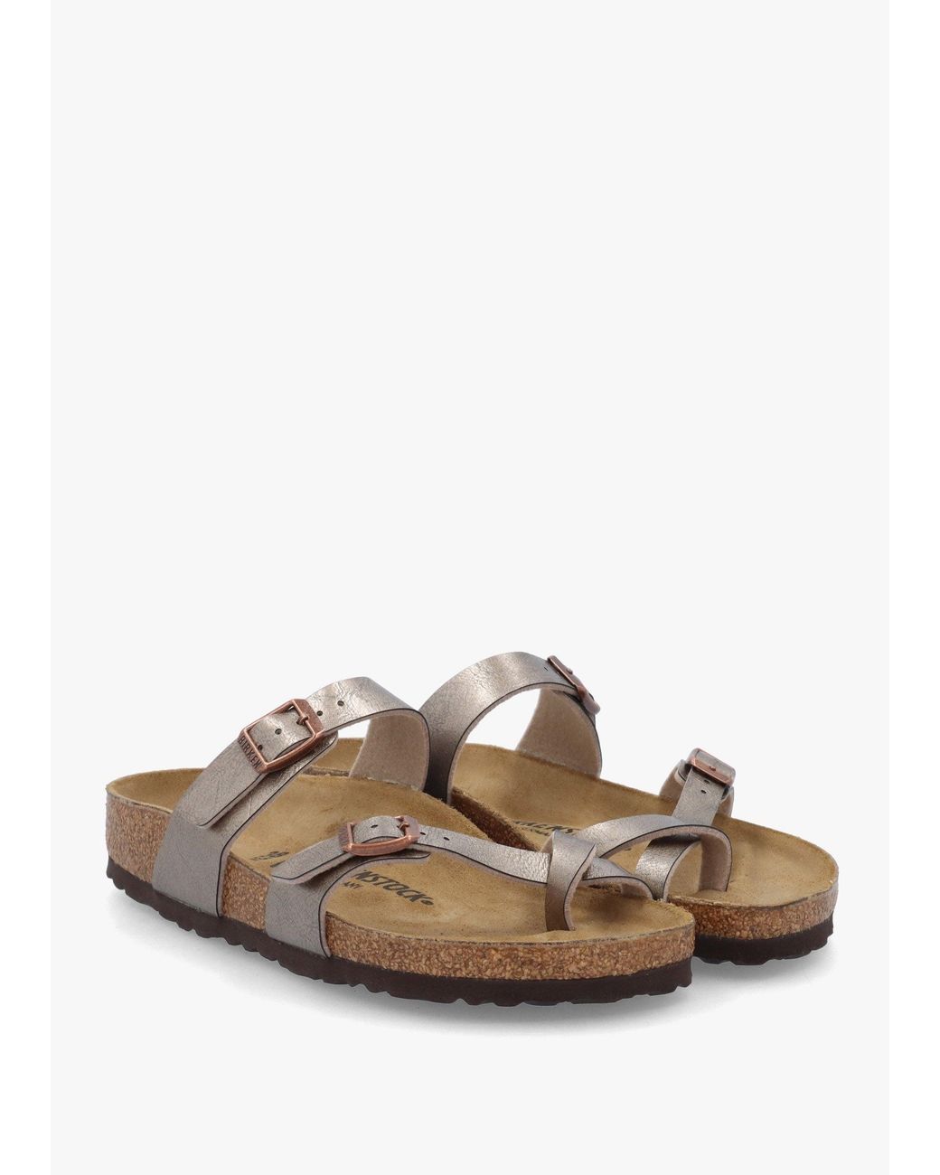 Birkenstock White Mayari Graceful Taupe Birko-Flor Thong Sandals