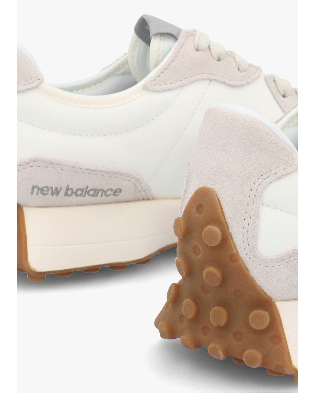 New Balance White 327 & Suede Trainers